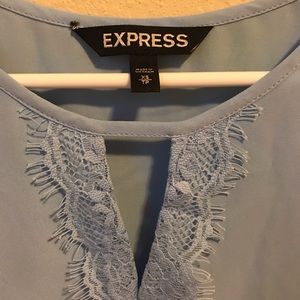 Light Blue Keyhole Front Lace Express Top